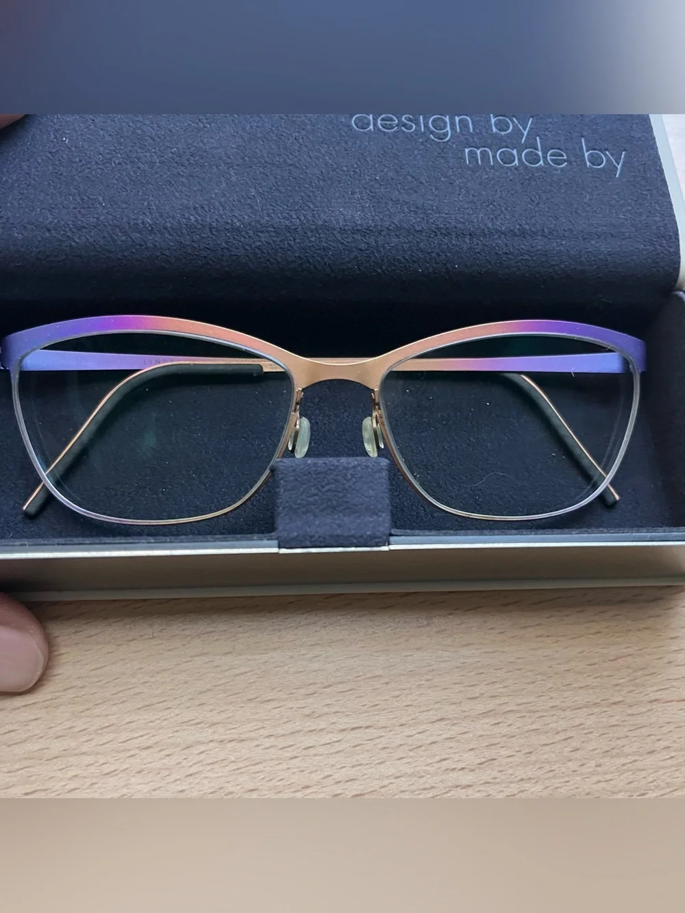 Lindberg Strip Titanium Eyeglass Frames Purple Gold Gradient - Browline 9584